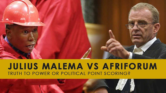 Julius Malema vs Afriforum (Thumbnail via Uhuru Digital You Tube video)