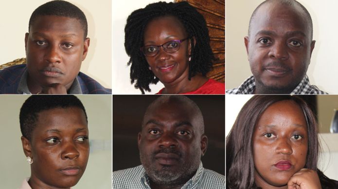 (Clockwise from top left) Brian Jjuuko, Tashobya Nsubuga, Francis Ssenkezi, Esther Batahi, Prince Arnold Simbwa and Sharifah Mbatudde survived