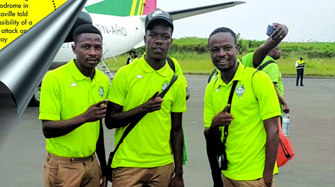 WAR ZONE . . . FC Platinum players put up brave faces after soldiers manning Owando Aerodrome in Congo Brazzville told them of the possibility of a Boko Haram attack on Monday