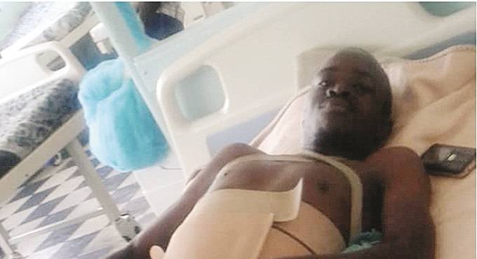 Mr Abednigo Moyo on his hospital bed