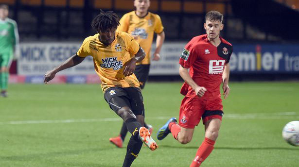 NEW KID ON THE BLOCK . . . Joshua Jeche (left), seen here in action during Cambridge United’s FA Youth Cup first round match against Sudbury, is being monitored by Team Zimbabwe-UK with the hope of luring him to be the next UK-based player to play for the Warriors