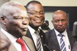 Varsities granted nod to reopen Acting Minister of Public Service, Labour and Social Welfare July Moyo (left), flanked by the ministry’s Deputy Minister Lovemore Matuke and Higher and Tertiary Education, Science and Technology Development Minister Amon Murwira (centre), addresses journalists after a meeting with civil servants’ representatives in Harare. — (Picture by Innocent Makawa)