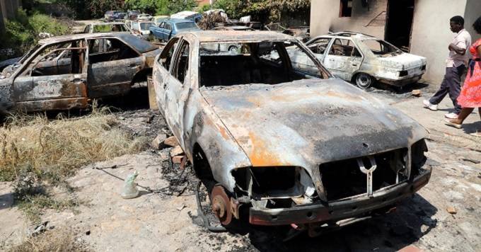 Nine vehicles burnt at PJ Garage in Thorngrove suburb , Bulawayo, on Tuesday
