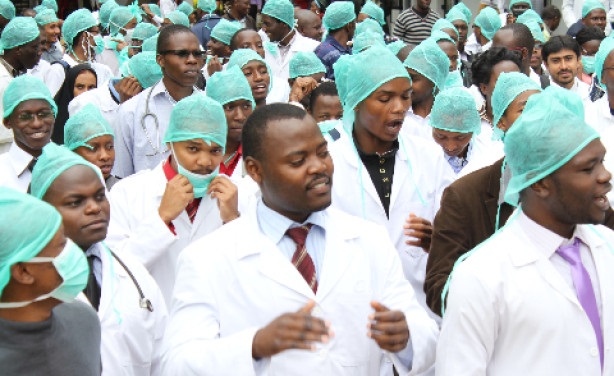 File picture of striking doctors in Zimbabwe