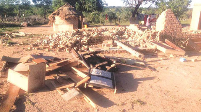 This picture shows homesteads that were destroyed by hailstorms in Mangwe District