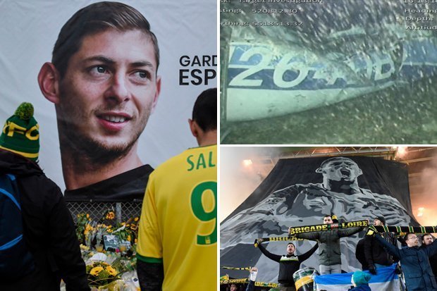 The wreckage of the plane carrying Argentine footballer Emiliano Sala seen here in the English Channel