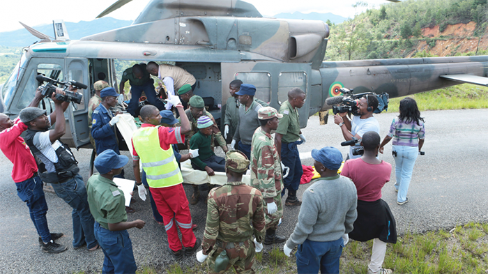 An Airforce of Zimbabwe helicopter deployed to help victims of Cyclone Idai