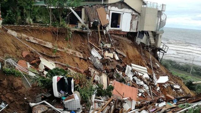 The rains have led to landslides destroying property and roads