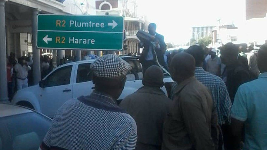 The controversial traditional leader sprinkled petrol on the twin cab Isuzu vehicle and threatened to burn it, forcing the youth to scurry for safety.