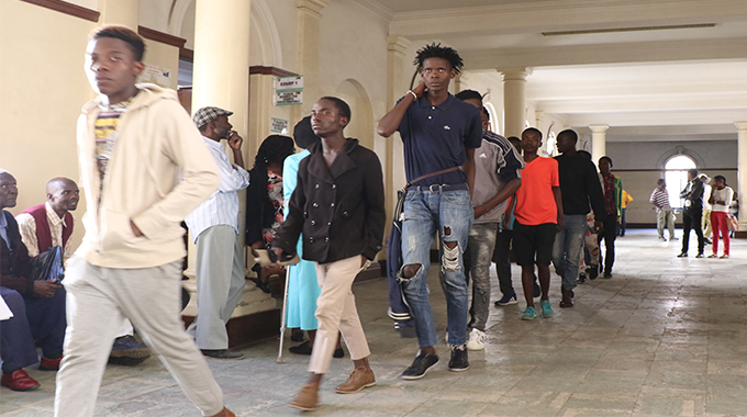 The vuzu party youths at the Tredgold magistrates’ courts in Bulawayo yesterday