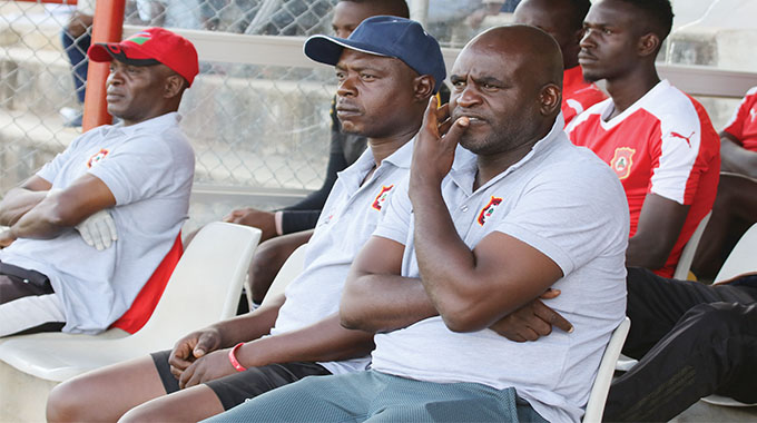Hwange head coach Nation Dube and goalkeepers’ coach Edmore ‘MaMkhwebu’ Sibanda