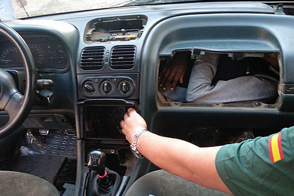 Refugee found hidden in car glove box by Spanish border police