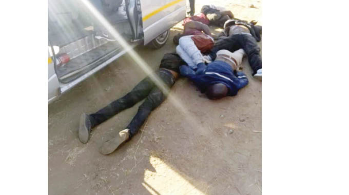 Armed robbers after the shootout with police in Kwekwe on Wednesday