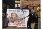 Chief Ndiweni fights conviction & sentence Chief Ndiweni supporters demonstrate in Bulawayo (Picture by VOA Zimbabwe)