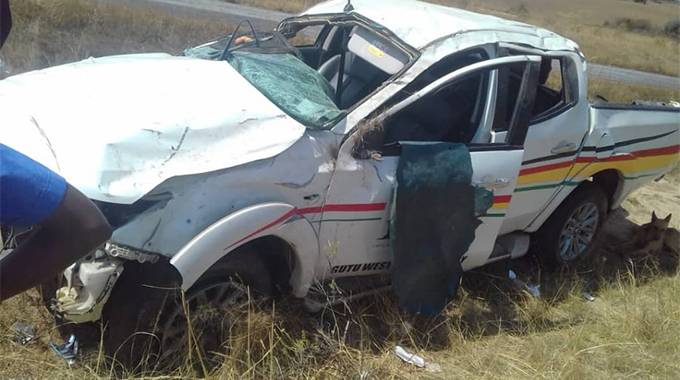 The wreckage of the car Ambassador Nyikayaramba was driving