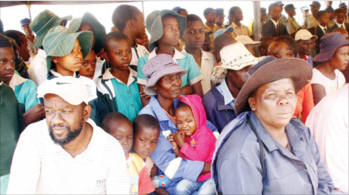 Members of the public follow proceedings during the ZRP mass awareness campaign in Plumtree on Tuesday