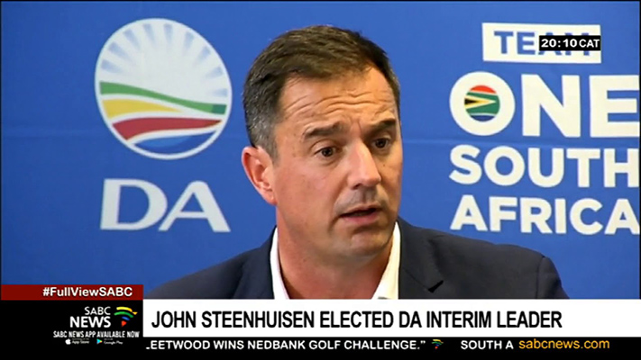 Democratic Alliance parliamentary leader John Steenhuisen has been elected by the DA's federal council as DA interim leader.