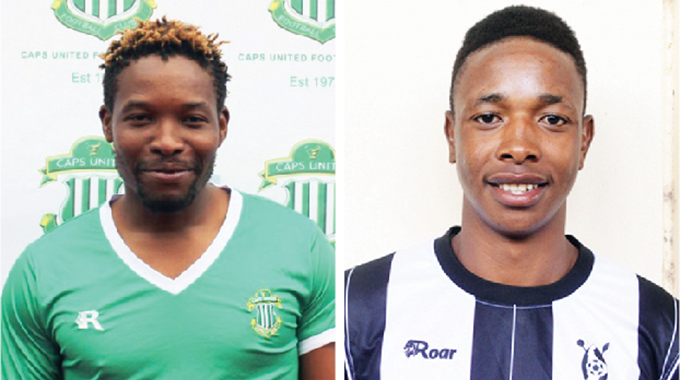 HEAD TO HEAD . . . CAPS United midfielder Joel Ngodzo (left) and Highlanders’ on-fire striker, Prince Dube, were the popular choices when the 2019 Castle Lager Soccer Stars of the Year were selected yesterday
