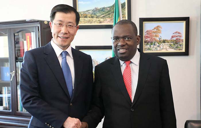 Chinese ambassador to Zimbabwe Mr. Guo Shaochun seen here with Foreign Affairs Minister Sibusiso Moyo