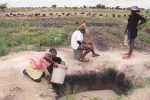 Hopley, Epworth graveyards under threat Hopley residents draw water for domestic use from a well situated near Granville Cemetery in Harare South on Monday. — Picture: Innocent Makawa