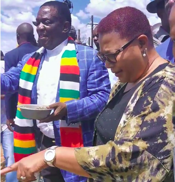 President Emmerson Mnangagwa and opposition leader Thokozani Khupe at the Zanu PF leader's farm in Kwekwe
