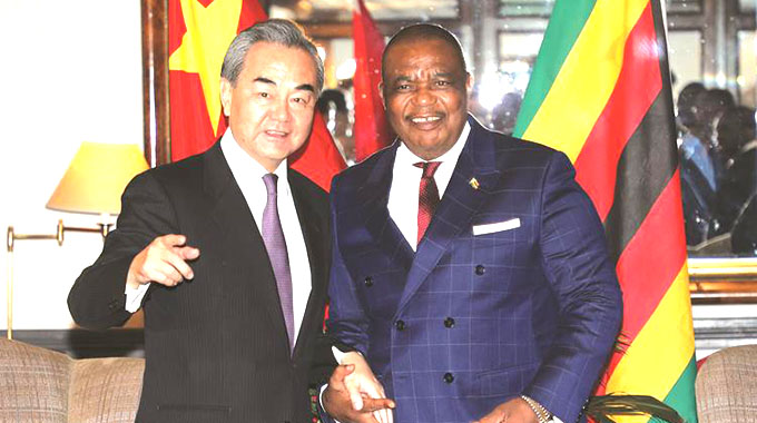 Vice President Constantino Chiwenga with Chinese Foreign Affairs Minister Mr Wang Yi at a Harare hote. (Picture: John Manzongo)