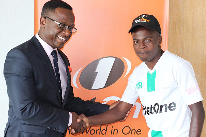 Netone CEO Lazarus Muchenje seen here with CAPS United winger Phineas Bamusi