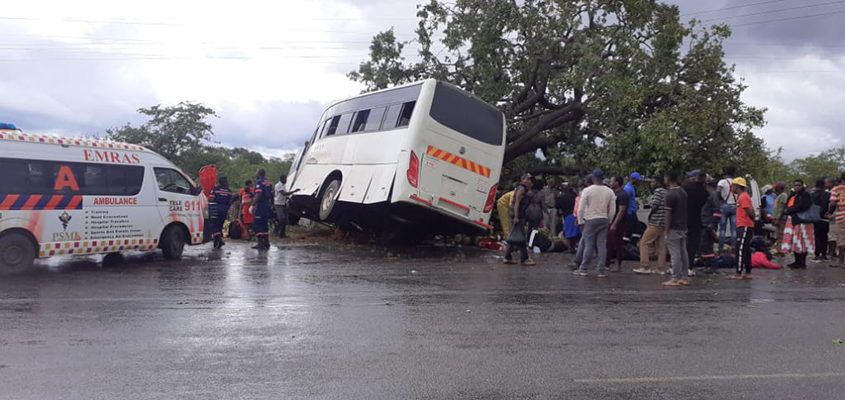 Seven people were killed, while 55 others were injured when a bus from the state-owned Zimbabwe United Passenger Company (Zupco), two kombis and a Honda Fit vehicle collided at the 290km peg along the Kwekwe-Harare highway