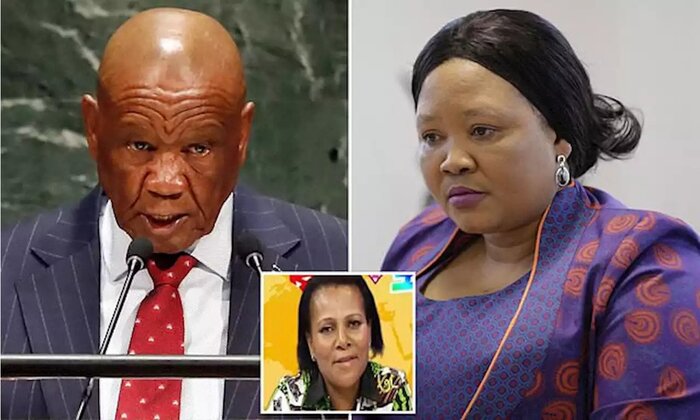 Thomas Thabane's 58-year-old wife Lilopelo was gunned down outside her home in the capital Maseru in June 2017, just two days before he took office, following a bitter divorce battle. Sitting alongside the premier at his inauguration was Maesaiah Thabane, 42, who he married two months later. She was charged with murder earlier this month.