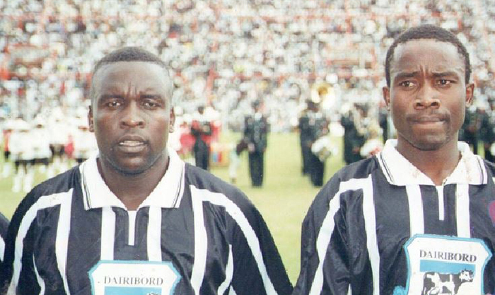 Blessing Gumiso (right) with former Highlanders teammate Eddie Dube during his playing days