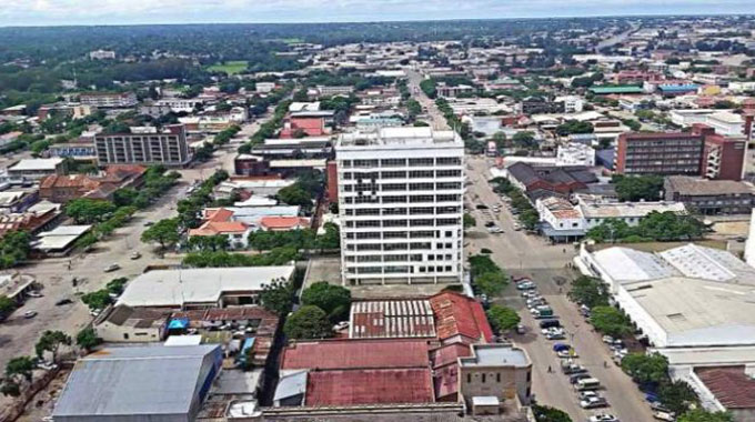 City of Bulawayo aerial view of central business district