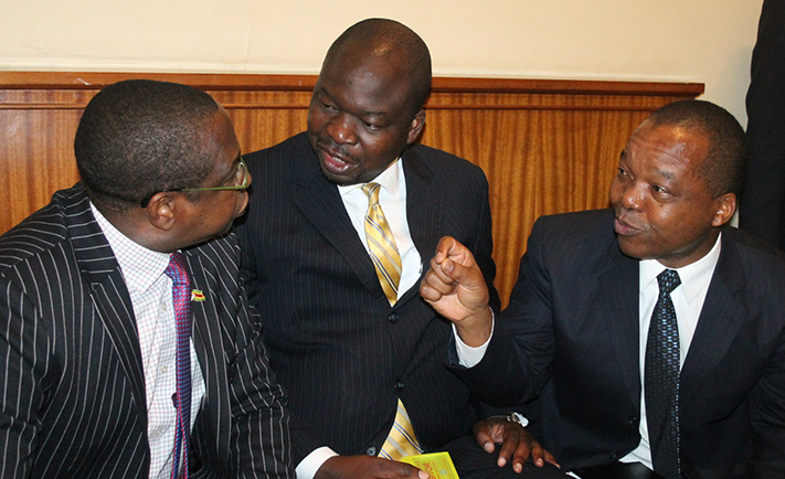 Permanent Secretary George Guvamatanga (centre) and Mthuli Ncube (left) and John Mangudya (right) (Picture by Open Parly)