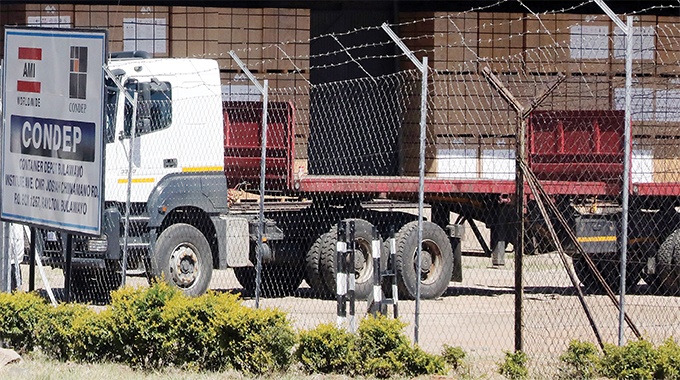 The haulage truck from which contraband was stolen at the container depot in Bulawayo
