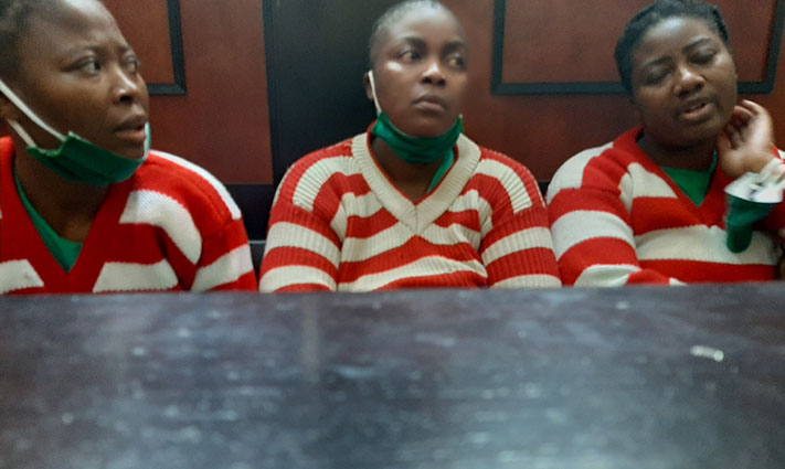 Recently abducted and arrested main opposition MDC Alliance youth leaders, Joanah Mamombe (MP) right, Cecilia Chimbiri (centre), and Netsai Marova (left)