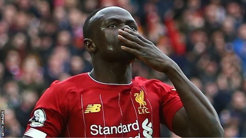 Mane celebrated this goal before official advice about not touching the face was given