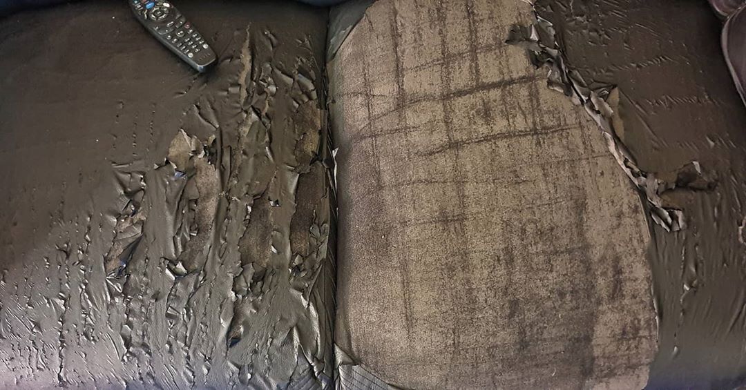 Moira Knight posted a picture of what she said was the sofa at their rented property