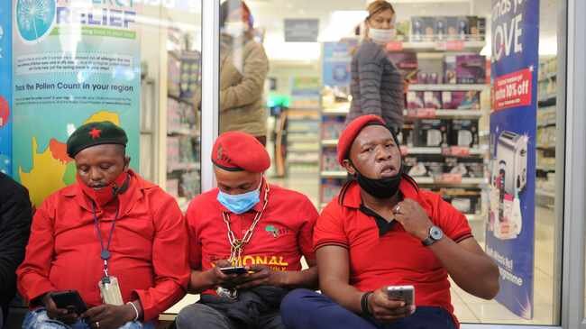 EFF members at Clicks N1 City Mall. Picture: Henk Kruger/African News Agency (ANA)