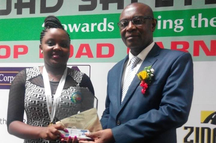 FILE PICTURE: Ellen Mlambo, then a Media and Society Studies student who was on Work Related Learning with The Mirror newspaper, flew the University flag with distinction after scooping the Best Road Safety Student Reporter of the Year (2015) Award at a function hosted by the Traffic Safety Council of Zimbabwe at Cresta Lodge in Harare