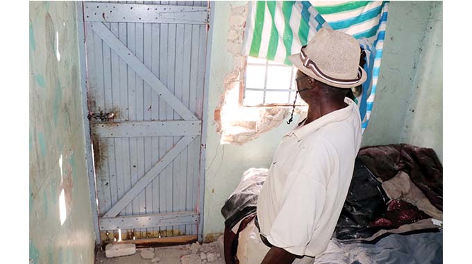 The damaged house in Bulawayo’s Luveve suburb where an artisanal miner allegedly detonated an explosive