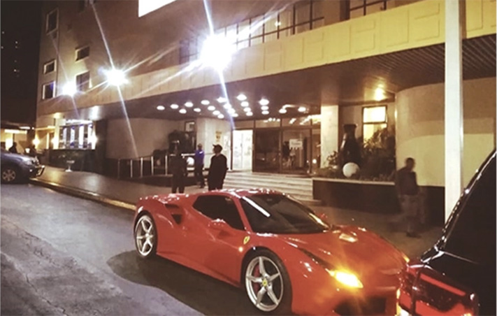 Ginimbi’s Ferrari parked outside a hotel in Bulawayo