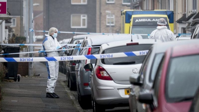 Investigations continued at the scene in Summers Street throughout Sunday