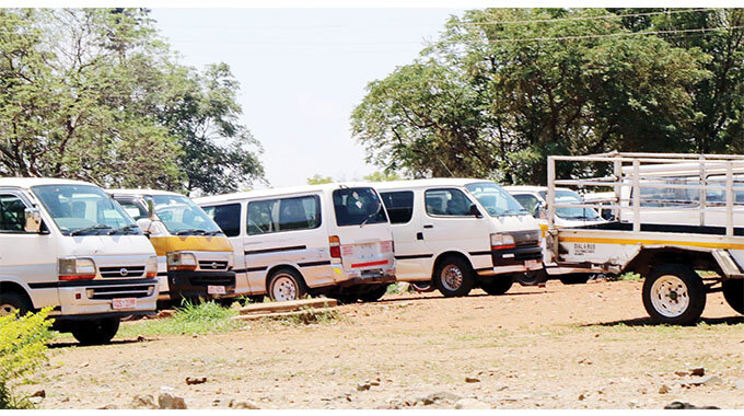 Some of the kombis impounded for operating illegally.