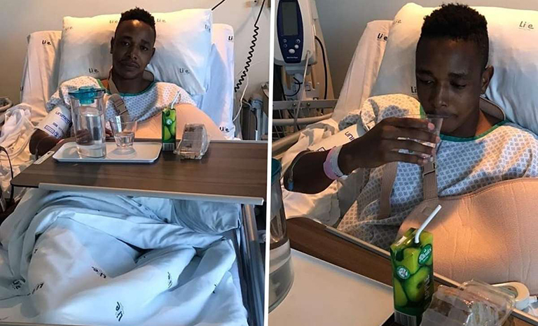 FILE PICTURE: Azam FC striker Prince Dube after undergoing successful surgery in South Africa in December 2020