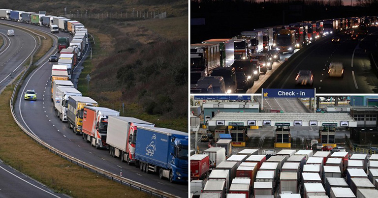 More than 1,500 lorries are stuck in Kent waiting to leave the UK as politicians thrash out a plan to reopen France's border to trade and travel.