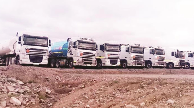 FILE picture of fuel tankers seized by ZIMRA at the border in November 2020 coming from South Africa without any clearance documents.