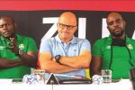 Loga’s assistants turn against each other CALM BEFORE THE STORM... Warriors coach Zdravko Logarusic (centre) and his assistants Lloyd Chitembwe (left) and Tonderayi Ndiraya address the media ahead of their CHAN opener against the Indomitable Lions of Cameroon in Yaounde this evening.
