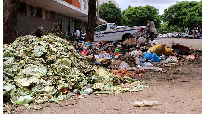 Garbage piles up uncollected in most parts of the city centre as Bulawayo City Council workers embarked on a strike yesterday.