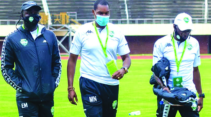 LET’S ROCK AND ROLL . . . Norman Mapeza (centre) will once again lead his FC Platinum side in search for success, in a CAF inter-club match, when they host their Senegalese counterparts in a Confederation Cup match at the National Sports Stadium tomorrow