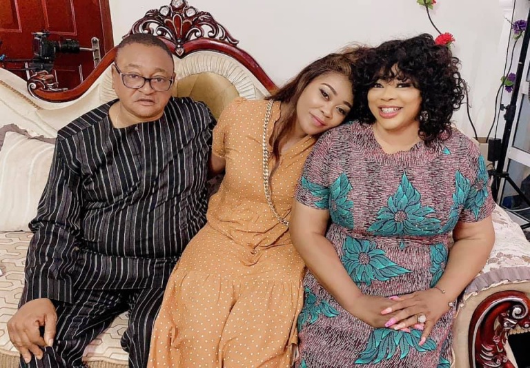 Madam Boss posed with actor and film director Prince Jide Kosoko (A real royal Nigerian prince) and actress Ayo Adesanya.
