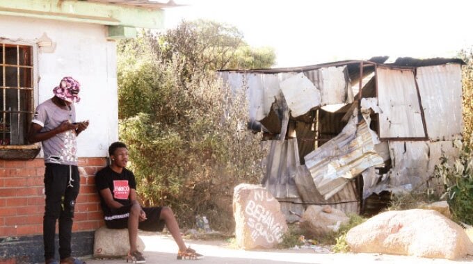 This picture combo shows a corrugated iron sheets tuckshop belonging to a Mabvuku drug dealer, GaBoss, which was destroyed by the Zimbabwe Republic Police during the weekend.